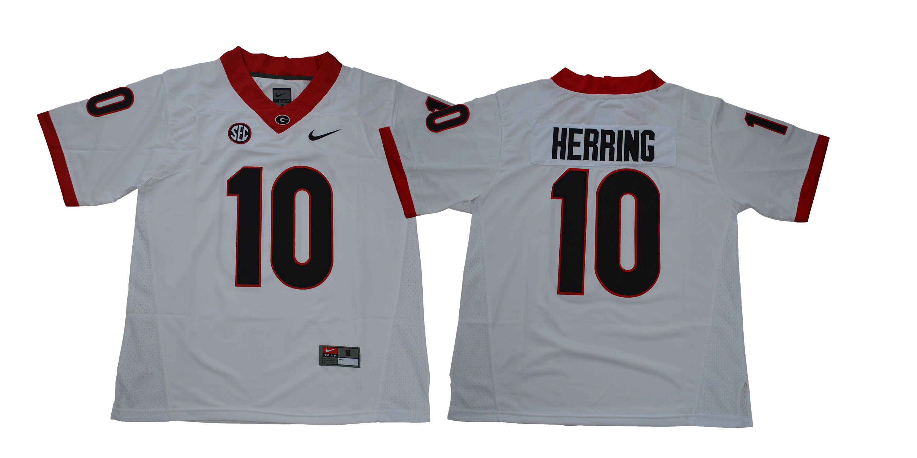 Men Georgia Bulldogs #10 Herring White NCAA Jerseys